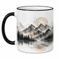 Keramiktasse mit Berglandschaftsdesign 350ml Schwarz-Weiß