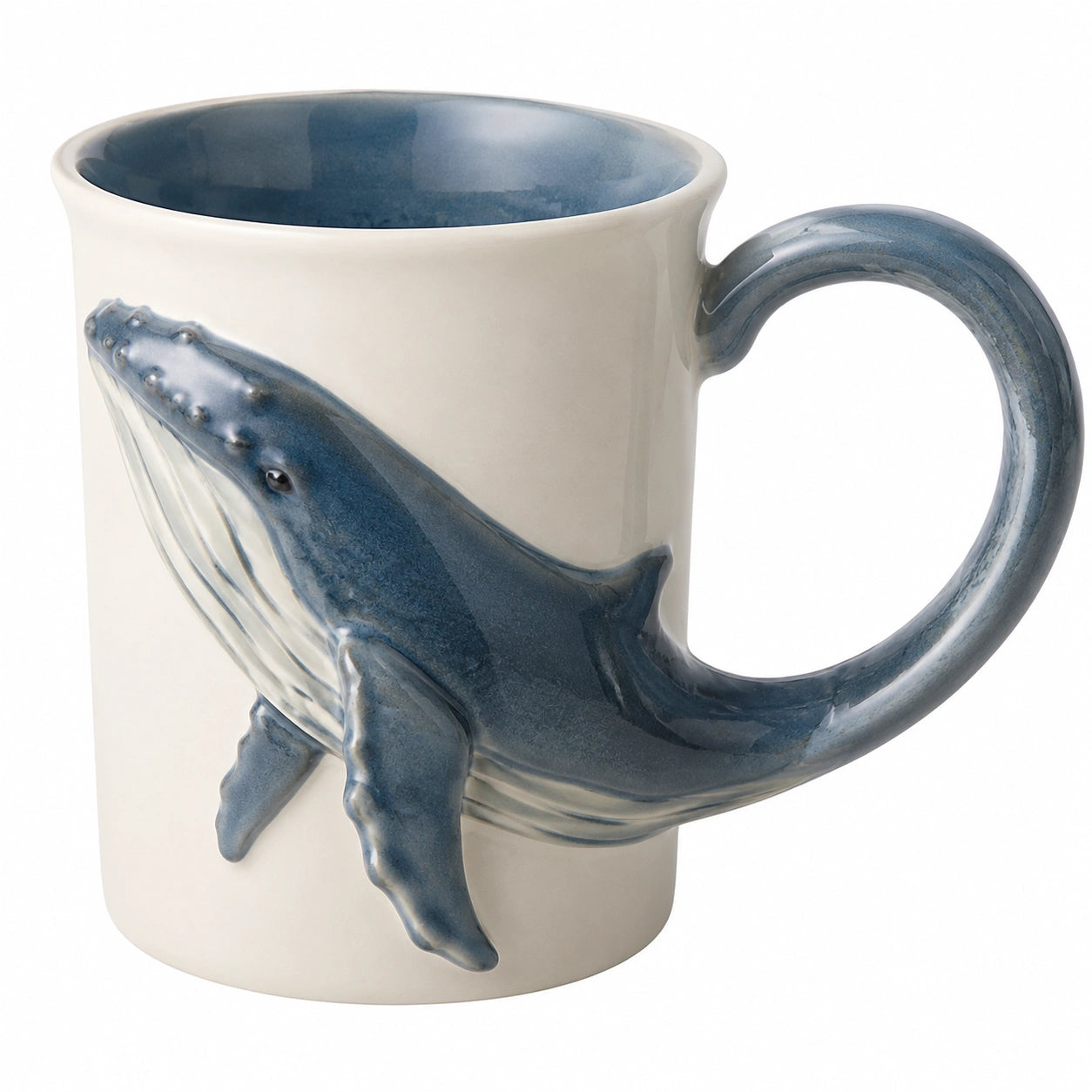 Keramiktasse mit Waldesign 300ml Blau/Weiß