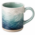Keramikbecher mit Wellenrelief, 350 ml, Blau-Grün