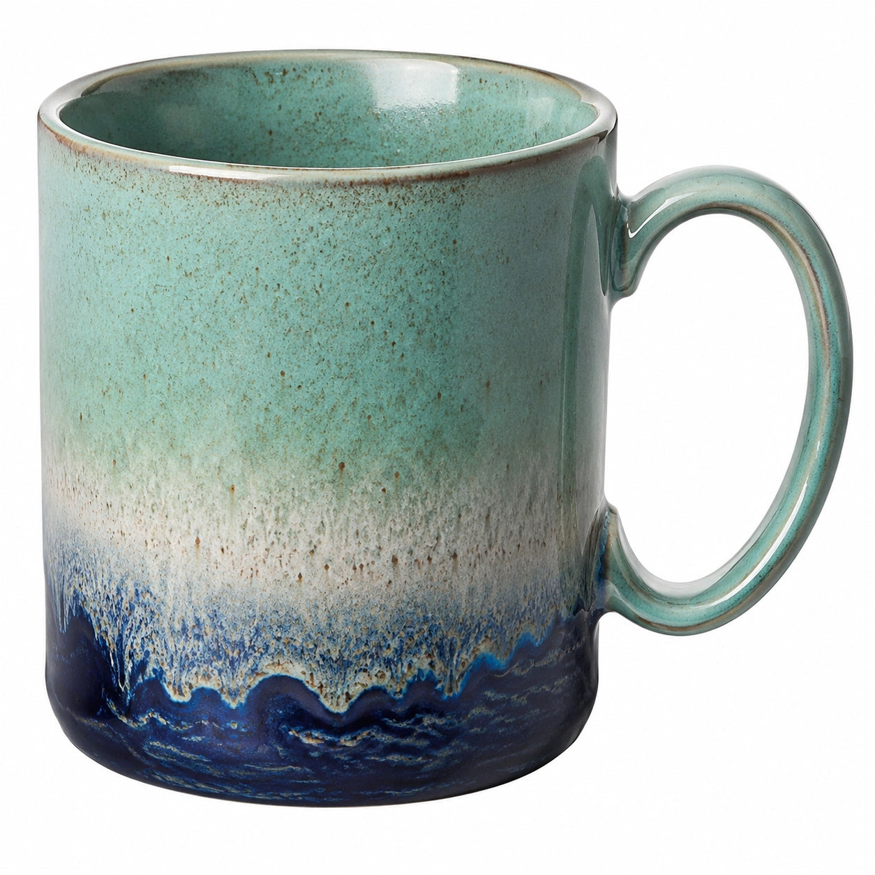 Große Keramiktasse Grün/Blau mit Farbverlauf