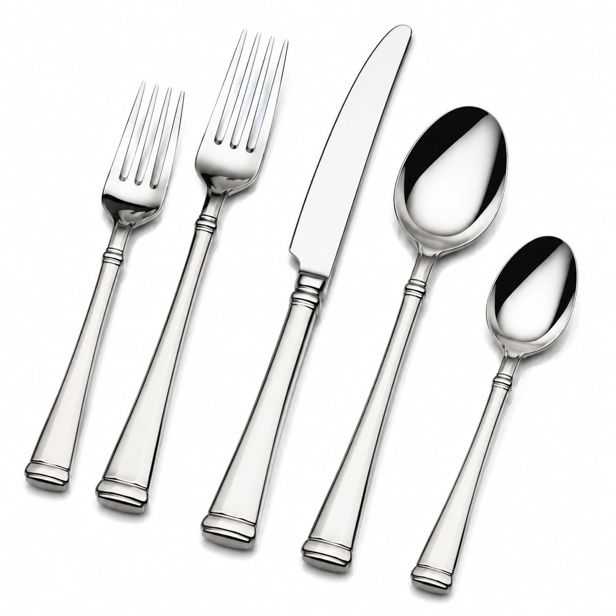 5-teiliges glänzendes Edelstahl-Besteckset in Silber