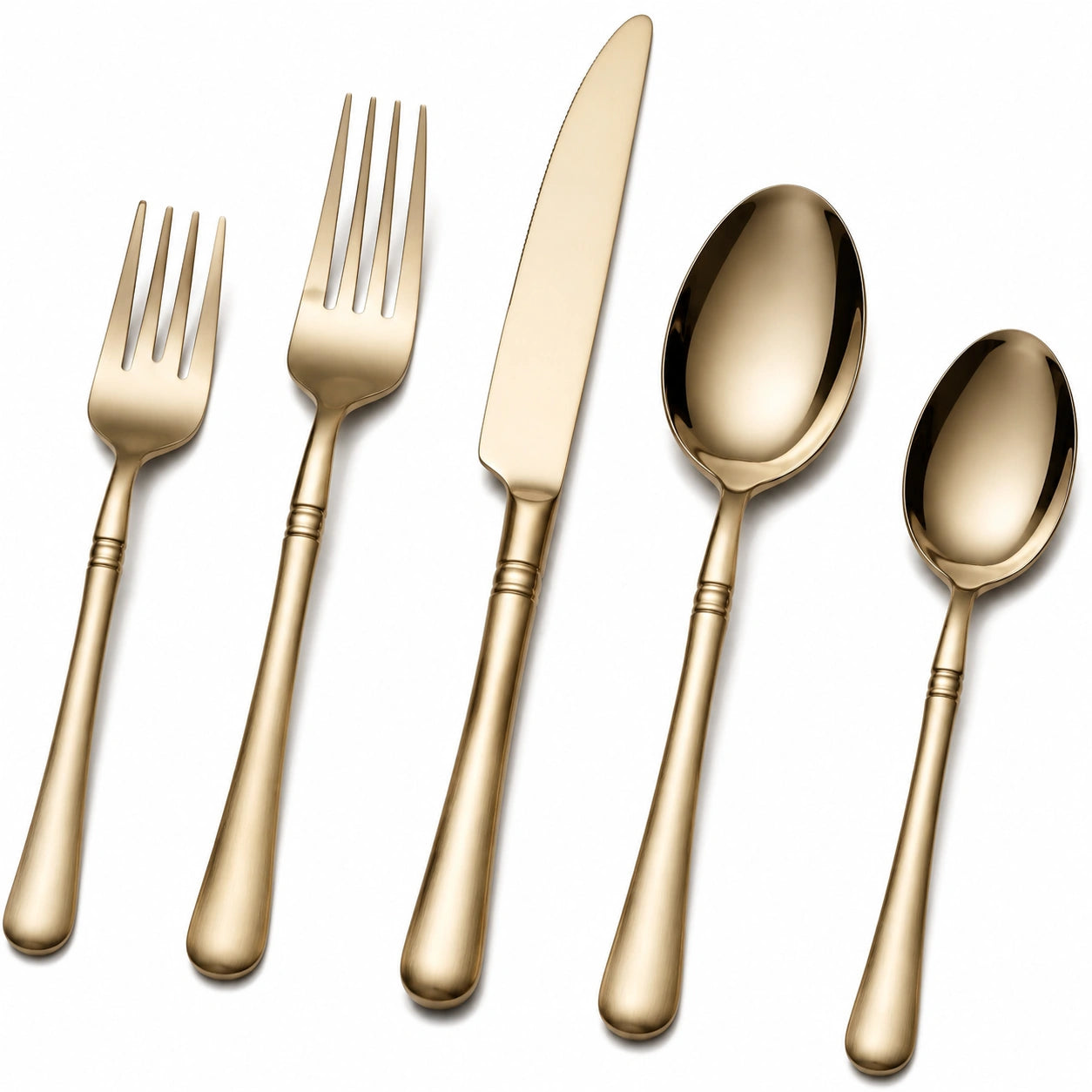 5-teiliges poliertes Besteckset in Gold