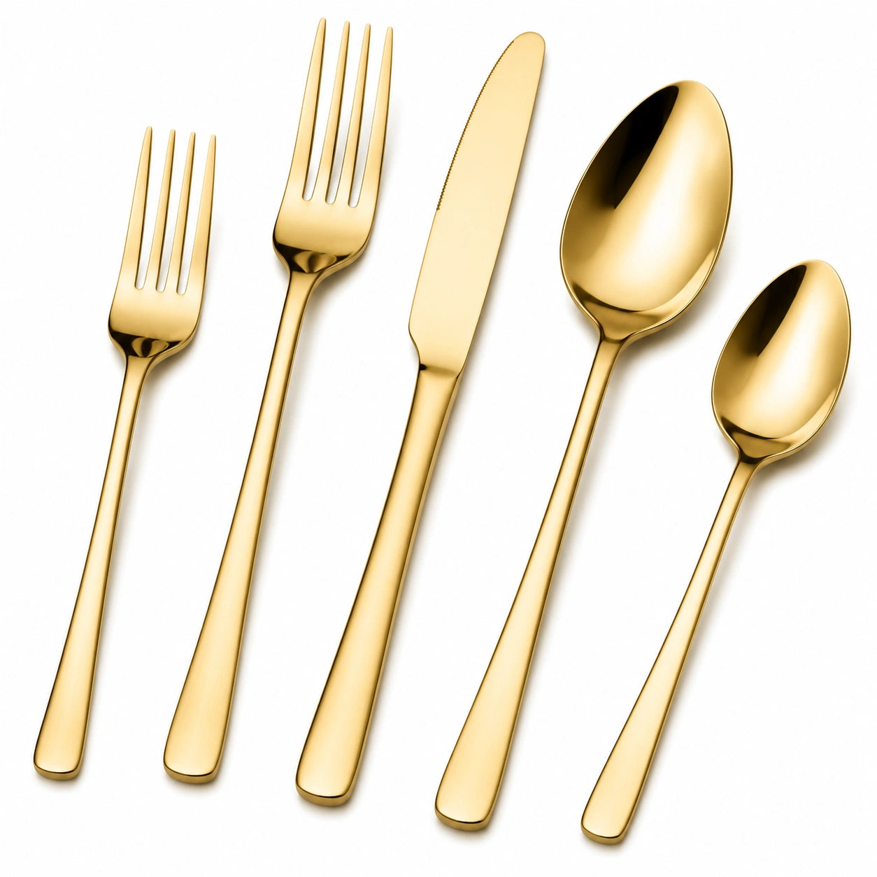Goldfarbenes 5-teiliges Besteckset, Glänzend