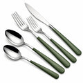 Besteckset 5-teilig Edelstahl mit olivgrünen Griffen