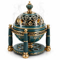 Elegantes Räuchergefäß mit Floralem Design Grün/Gold