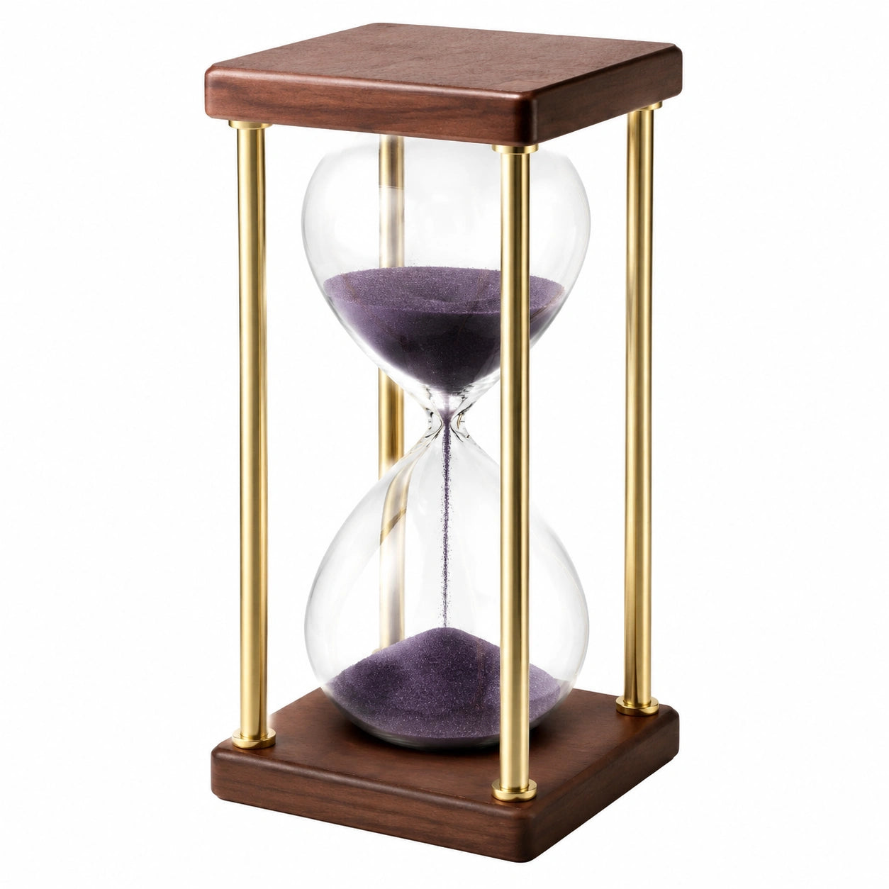 Sanduhr Holz und Messing mit lila Sand für 30 Minuten