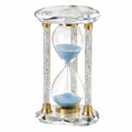 Luxus Sanduhr aus Kristall mit Blauem Sand und Gold Details