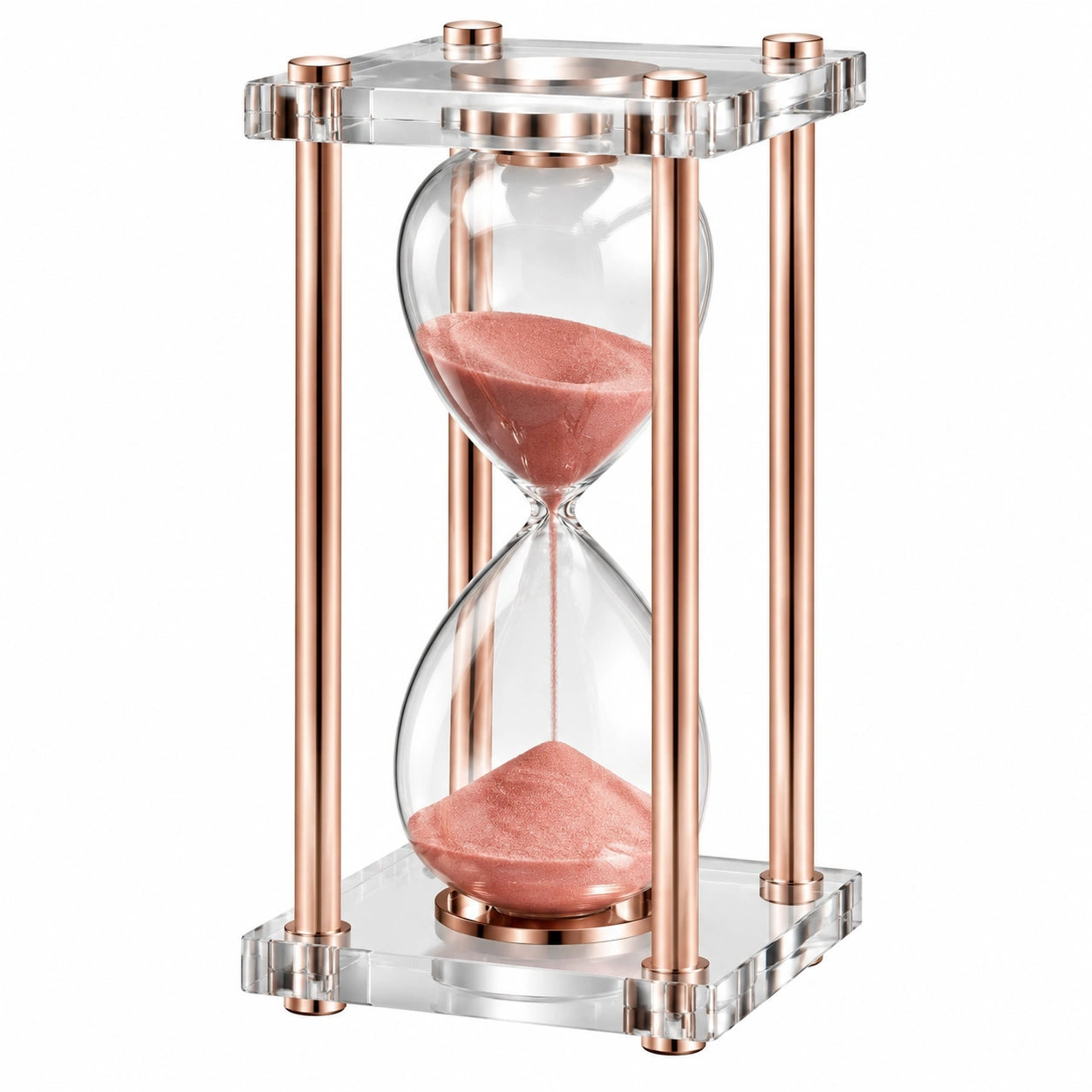 Elegante Sanduhr mit Roségold-Rahmen und rosa Sand