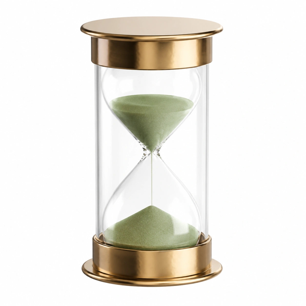 60-Minuten Sanduhr mit grünem Sand und goldfarbenem Rahmen