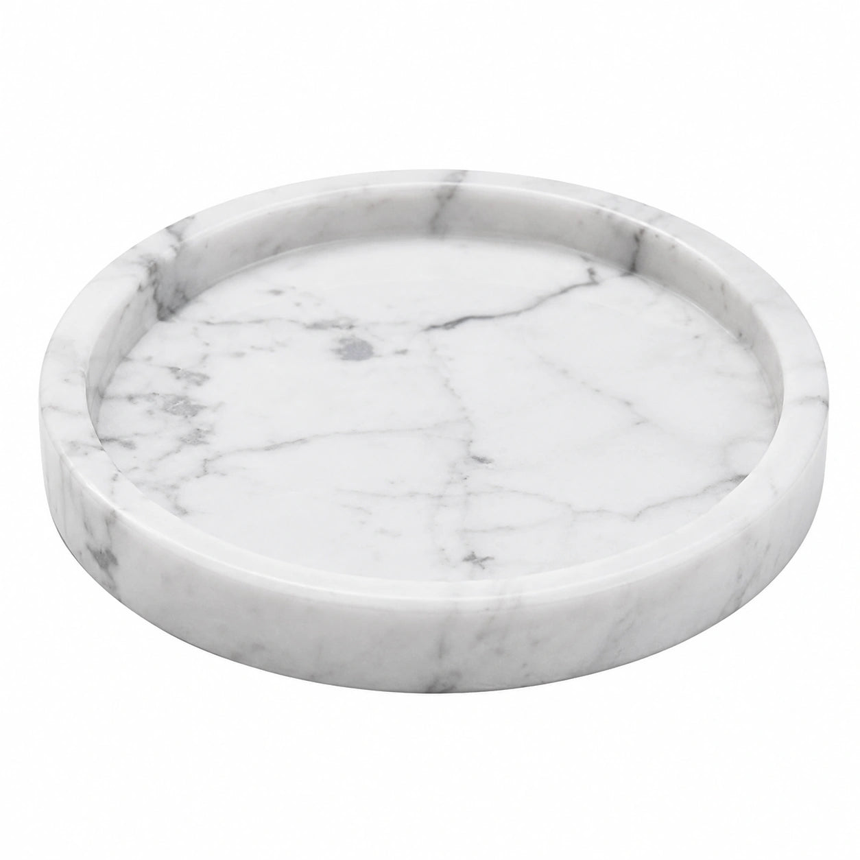 Rundes Marmortablett Ø30cm Weiß
