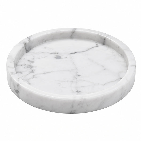 Rundes Marmortablett Ø30cm Weiß