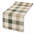 Kariertes Tischläufer Beige/Grün 150cm x 35cm